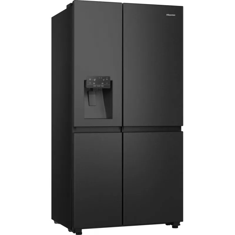 Hisense RS818N4TFC Side-by-Side-jääkaappi vapaasti seisova 632 L musta, ruostumaton teräs