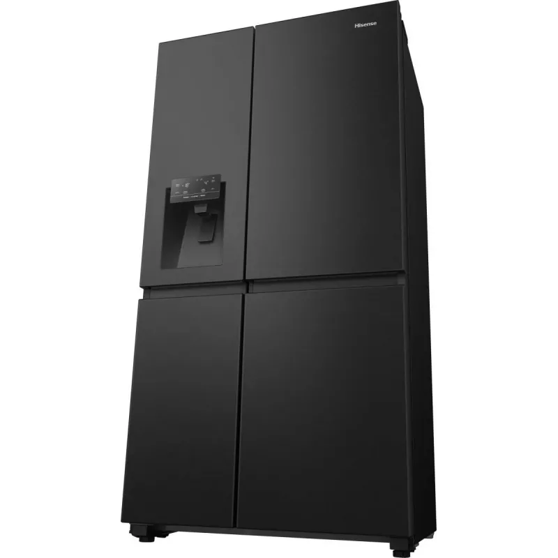 Hisense RS818N4TFC Side-by-Side-jääkaappi vapaasti seisova 632 L musta, ruostumaton teräs
