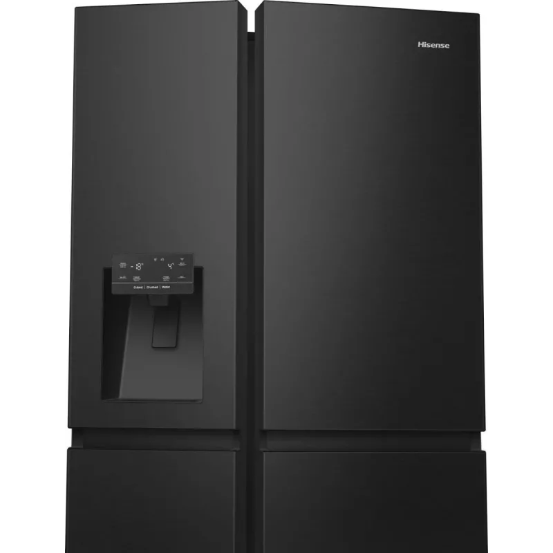 Hisense RS818N4TFC Side-by-Side-jääkaappi vapaasti seisova 632 L musta, ruostumaton teräs