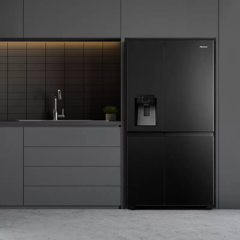 Hisense RS818N4TFC Side-by-Side-jääkaappi vapaasti seisova 632 L musta, ruostumaton teräs