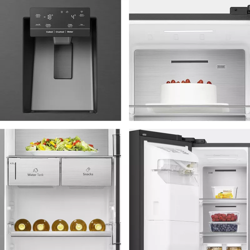 Hisense RS818N4TFC Side-by-Side-jääkaappi vapaasti seisova 632 L musta, ruostumaton teräs