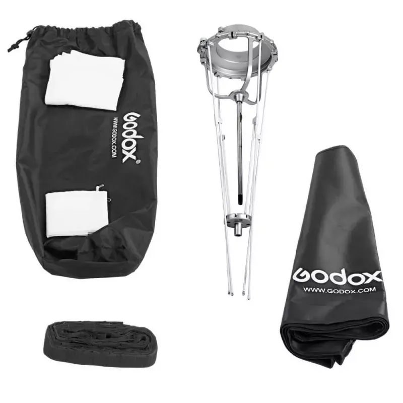 Softbox Godox SB-GUE120 musta 120 cm nylon diffuusoreilla ja gridillä