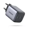 Ugreen 90573 Nexode 45W GaN Mini USB-C-laturi, sisäkäyttö, AC, 20 V, 4,05 A, musta, harmaa