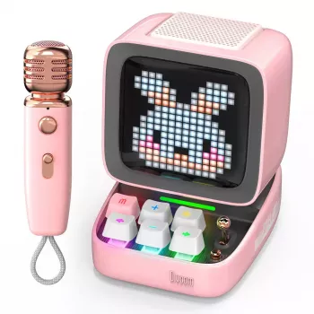 Mono kannettava kaiutin Divoom Ditoo-Mic Mini pinkki