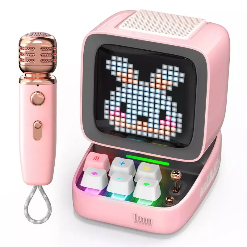 Mono kannettava kaiutin Divoom Ditoo-Mic Mini pinkki