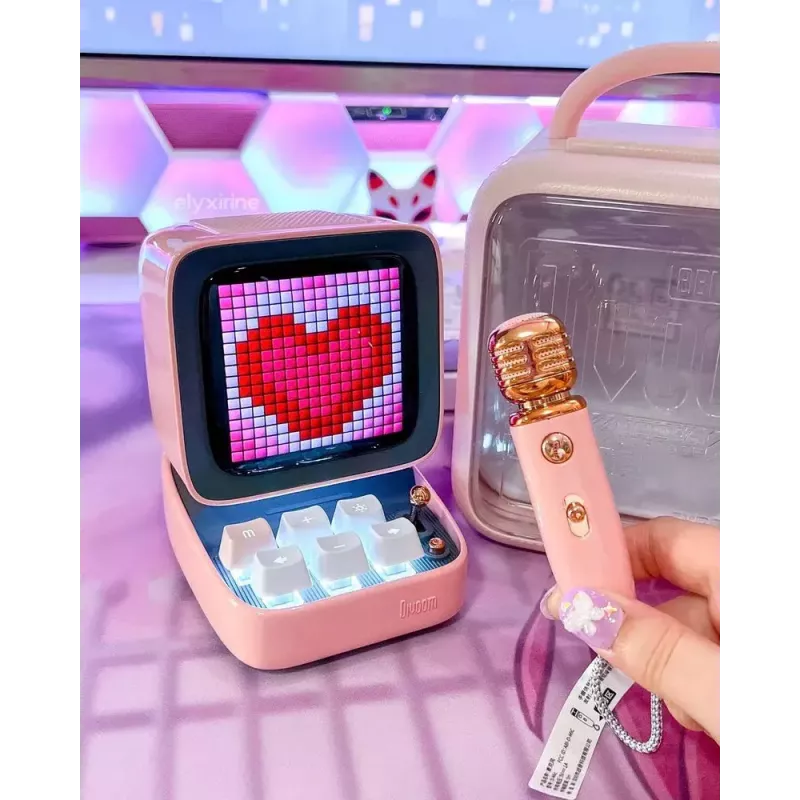 Mono kannettava kaiutin Divoom Ditoo-Mic Mini pinkki