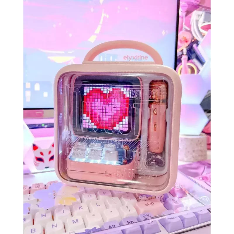 Mono kannettava kaiutin Divoom Ditoo-Mic Mini pinkki