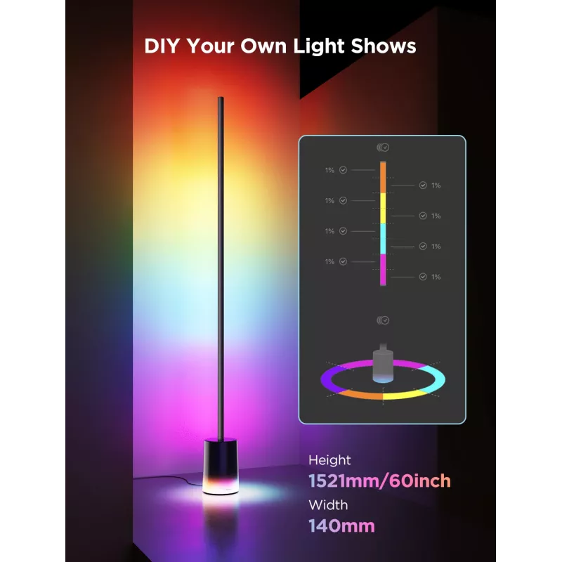 Govee Floor Lamp 2 lattiavalaisin, Matter ready, musta