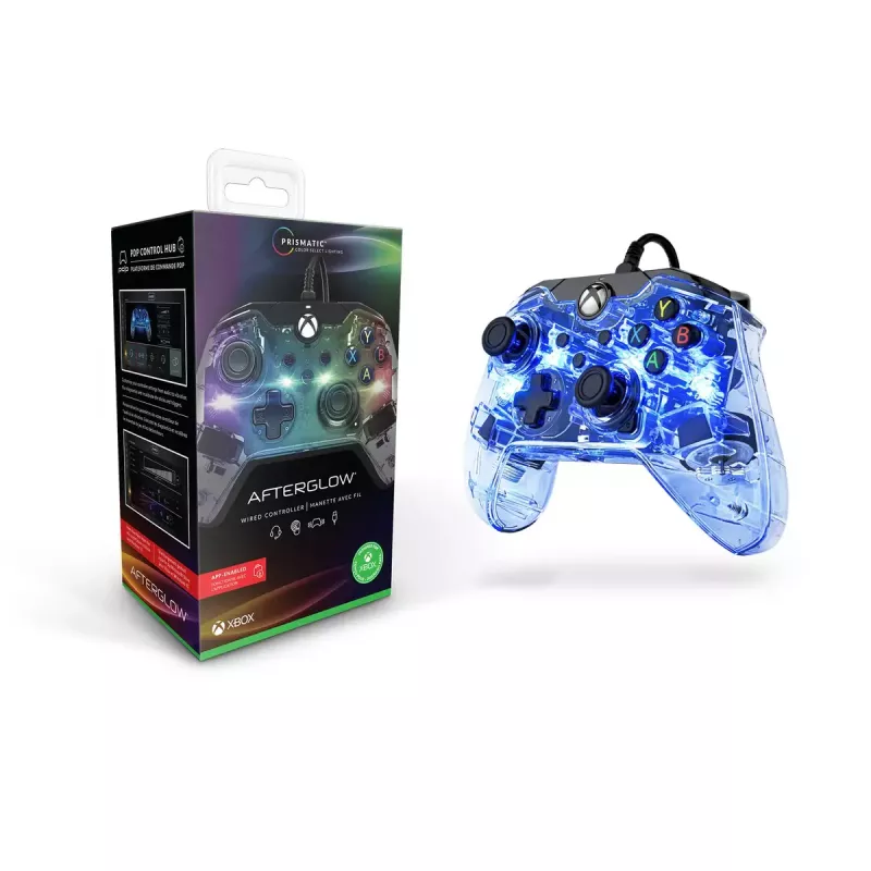 PDP Afterglow johdollinen ohjain, sininen/läpinäkyvä, USB, Xbox One, Series X/S