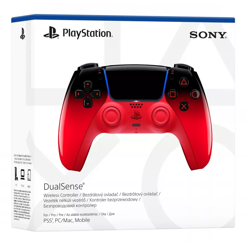 Peliohjain Sony DualSense PlayStation 5:lle – Bluetooth/USB, akku, musta/punainen, USB-C, 188×69×189 mm