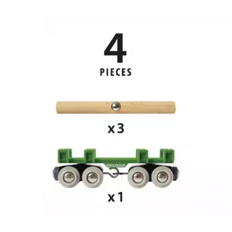 Ravensburger BRIO puinen vaunu, pienoisrautatien lisävaruste, 4-osainen, monivärinen