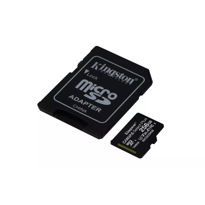Kingston Technology Canvas Select 256GB microSDXC Plus 100R A1 C10 -kortti + sovitin
