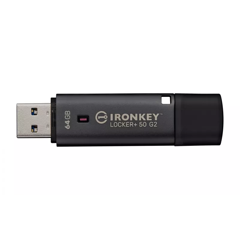 USB-muistitikku KINGSTON IronKey Locker Plus 50 G2 64 GB, USB Type-A, USB 3.2 Gen 1, AES-256, FIPS 197
