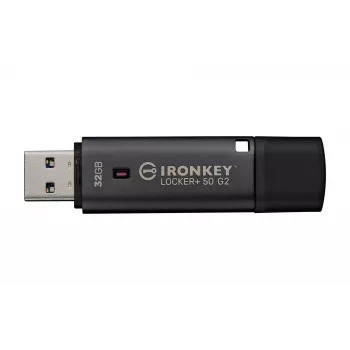 USB-muistitikku KINGSTON IronKey Locker Plus 50 G2 32 GB, USB 3.2 Gen 1 Type-A, AES-256, FIPS 197