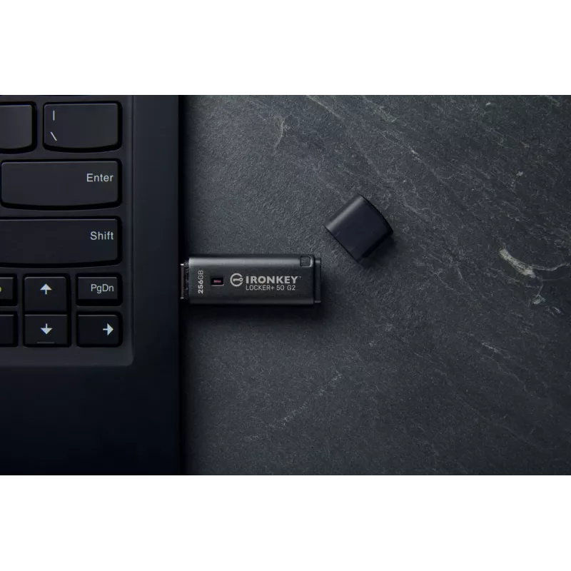 USB-muistitikku KINGSTON IronKey Locker Plus 50 G2 256 GB, USB Type-A, USB 3.2 Gen 1, AES-256, FIPS 197