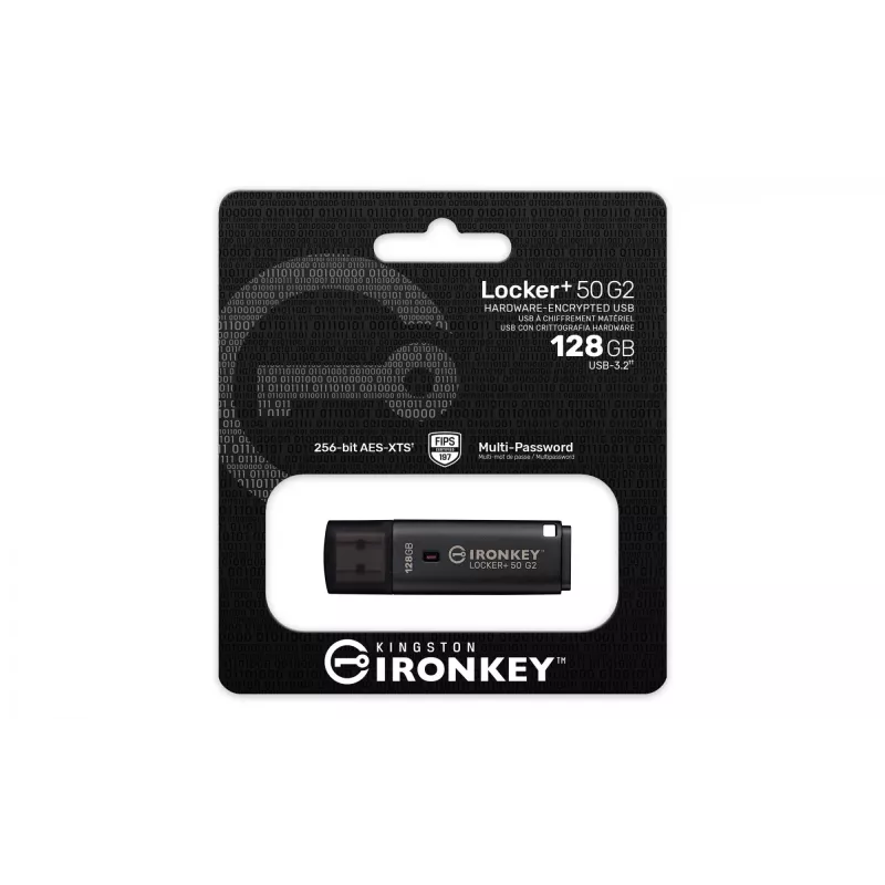 USB-muistitikku KINGSTON IronKey Locker Plus 50 G2 128GB, USB Type-A, USB 3.2 Gen 1, AES-256, FIPS 197