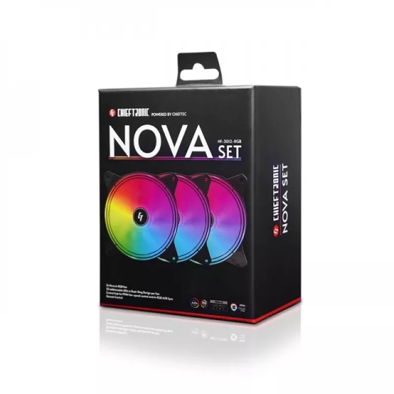 Chieftec Chieftronic Nova -tuuletinsarja 12 cm musta 3 kpl