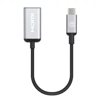 Manhattan USB-C-HDMI-kaapeli, 4K@60Hz, 5 Gbit/s (USB 3.2 Gen1 eli USB 3.0), 15 cm, musta, uros-naaras, kolmen vuoden takuu