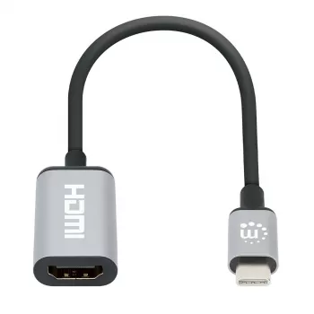 Manhattan USB-C-HDMI-kaapeli, 4K@60Hz, 5 Gbit/s (USB 3.2 Gen1 eli USB 3.0), 15 cm, musta, uros-naaras, kolmen vuoden takuu