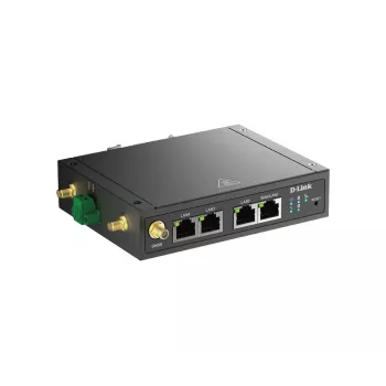 D-Link 4G LTE M2M VPN Wi-Fi -reititin, matkapuhelinverkkoreititin, musta, DIN-kiskokiinnitys, 802.11b, 802.11g, Wi-Fi 4 (802.11n), 300 Mbit/s, 4G