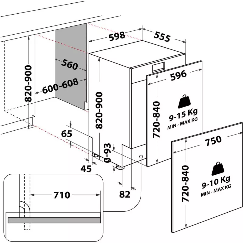 Whirlpool WH8IC15B4M6LHC0 täysintegroitava 15 astiastoa