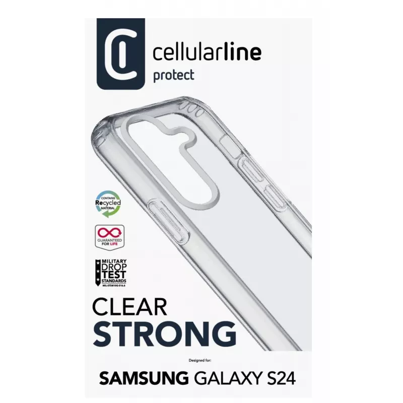 Cellularline Clear Protect – Galaxy S24 kova kotelo kumireunoilla