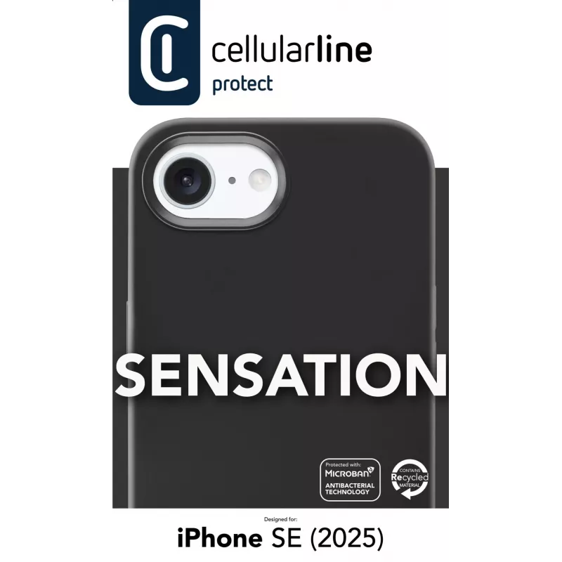 Cellularline Sensation - iPhone 16e/17e soft-touch-silikonikuori integroidulla antibakteerisella Microban®-teknologialla