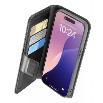Cellularline Book Agenda - iPhone 16e/17e nahkajäljitelmä kirjakotelo magneettisulkimella