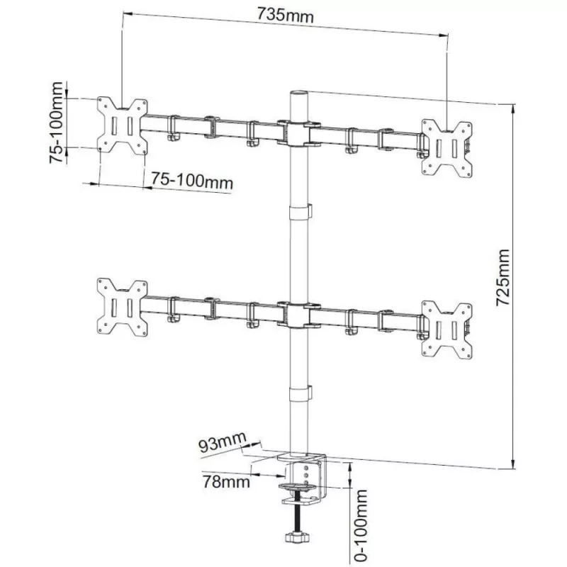 Techly ICA-LCD 382-Q näyttöteline / jalusta 68,6 cm (27