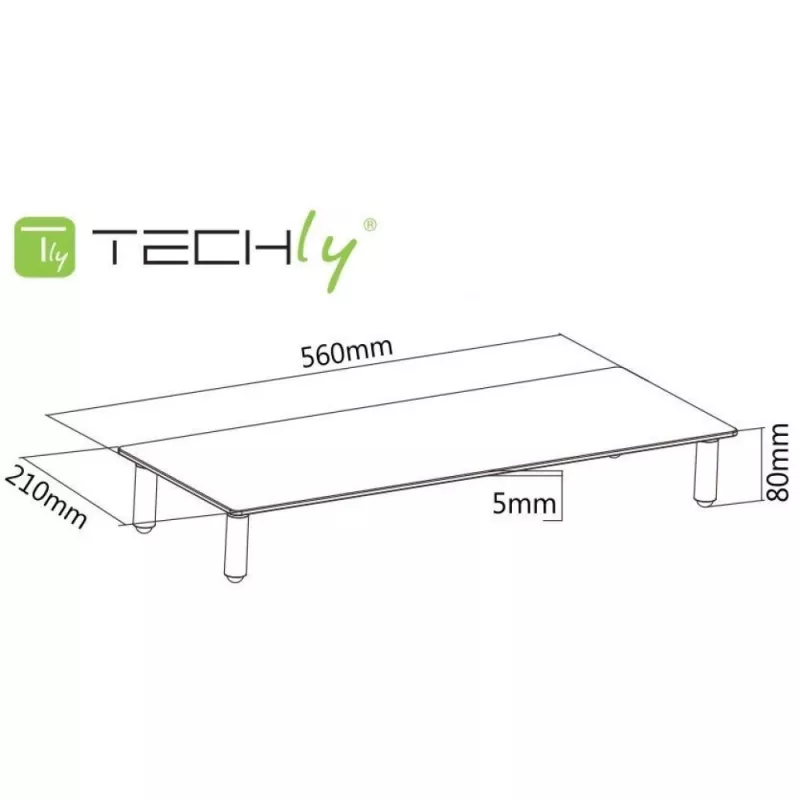 Techly Universal Tabletop Monitor Riser, vapaasti seisova, 20 kg, 33 cm (13
