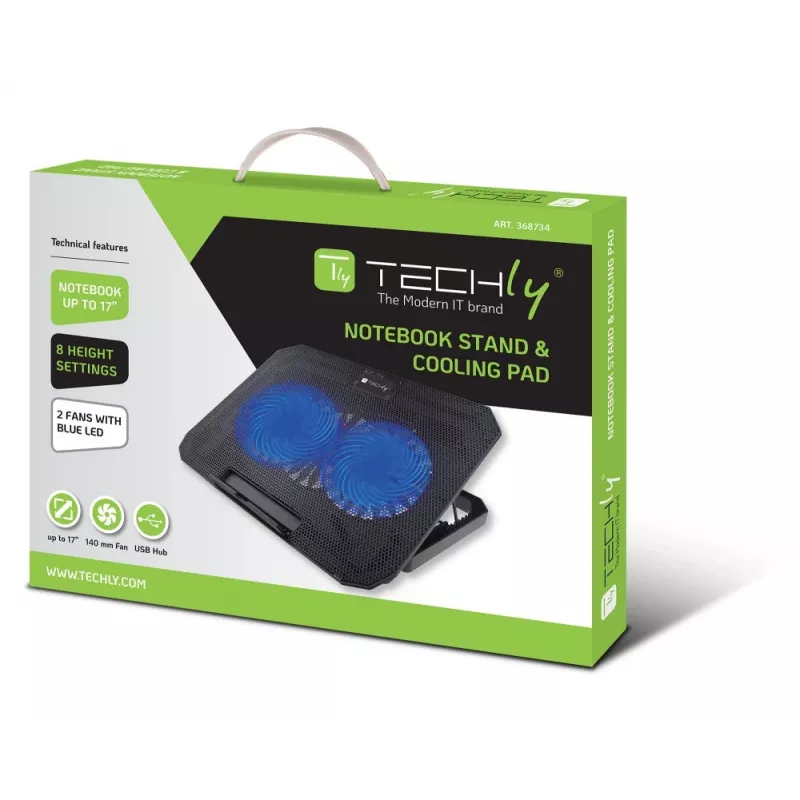 Techly ICOOL-CP11TY kannettavatietokoneteline musta 43,2 cm (17 tuumaa)