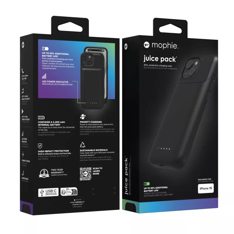 mophie Juice Pack -puhelinkotelo 15,5 cm (6,1 tuumaa) suojakotelo musta