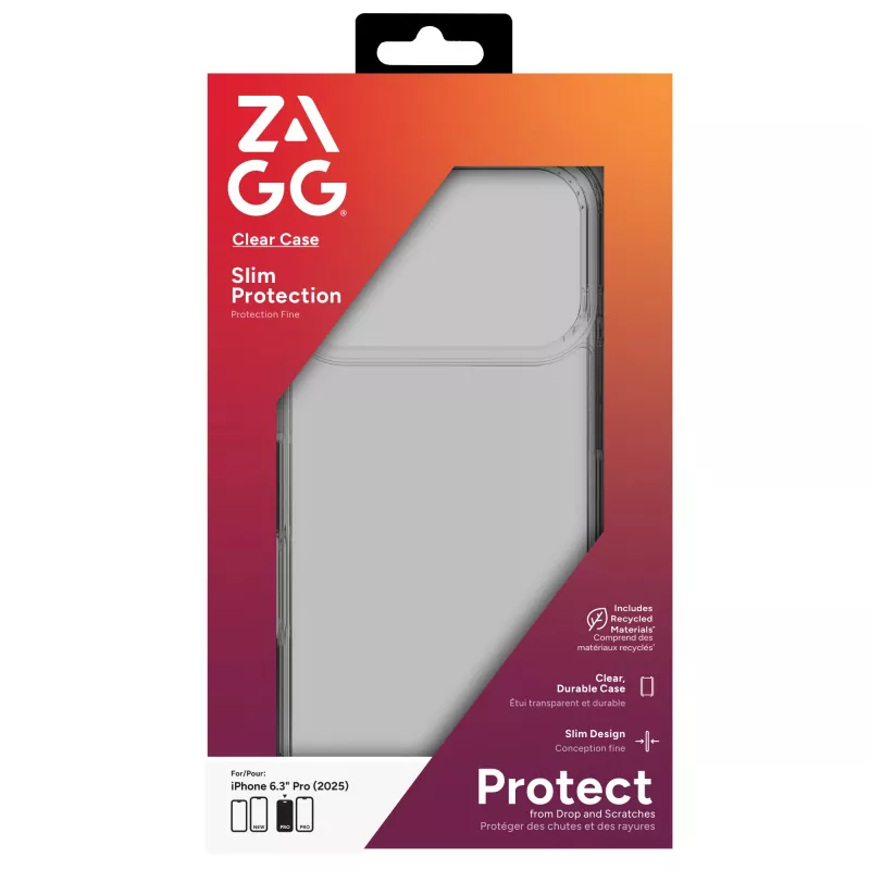 ZAGG Clear Case Apple iPhone 17 Pro -puhelimeen, kuori, Apple, iPhone 17 Pro, 16 cm (6,3 tuumaa), läpinäkyvä