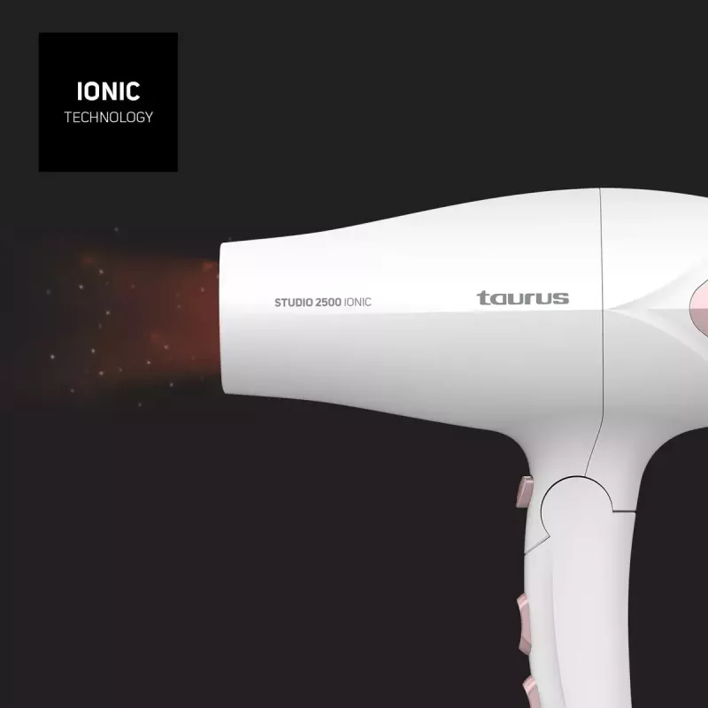 Hiustenkuivaaja Taurus STUDIO 2500 IONIC 2400 W valkoinen, ionitoiminto, 3 lämpötilatasoa, 2 nopeustasoa, diffuusori ja suutin