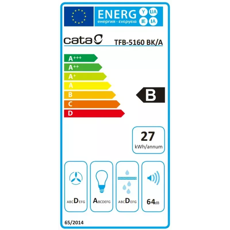 Kalusteisiin asennettava liesituuletin CATA TFB-5160 BK musta 297,2 m³/h