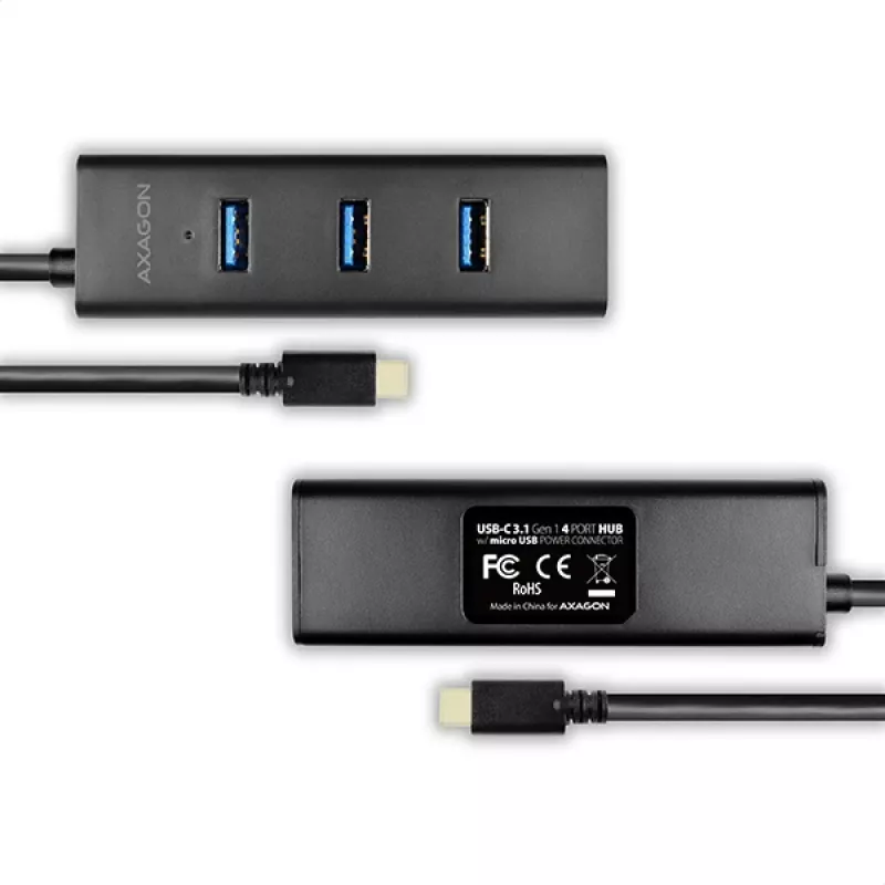 Axagon HUE-S2C USB-keskitin USB 3.2 Gen 1 (3.1 Gen 1) Type-A 5000 Mbit/s musta