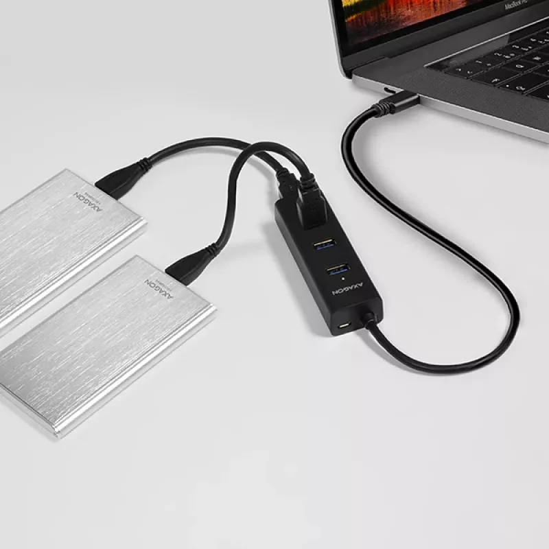 Axagon HUE-S2C USB-keskitin USB 3.2 Gen 1 (3.1 Gen 1) Type-A 5000 Mbit/s musta