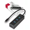 Axagon HUE-S2C USB-keskitin USB 3.2 Gen 1 (3.1 Gen 1) Type-A 5000 Mbit/s musta