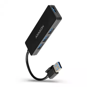 Axagon SuperSpeed USB ohut keskitin, USB 3.2 Gen 1 (3.1 Gen 1) Type-A, USB 3.2 Gen 1 (3.1 Gen 1) Type-A, 5000 Mbit/s, musta, muovi, 0,14 m
