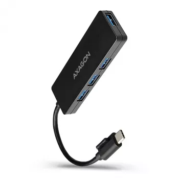 Axagon SuperSpeed USB-C ohut keskitin, USB 3.2 Gen 1 (3.1 Gen 1) Type-C, USB 3.2 Gen 1 (3.1 Gen 1) Type-A, 5000 Mbit/s, musta, muovi, 0,14 m