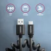 Axagon data- ja latauskaapeli USB 2.0 pituus 1,1 m. 3A. Musta kierretty. USB-kaapeli USB A USB C