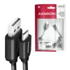 Axagon data- ja latauskaapeli USB 2.0 pituus 1,1 m. 3A. Musta kierretty. USB-kaapeli USB A USB C