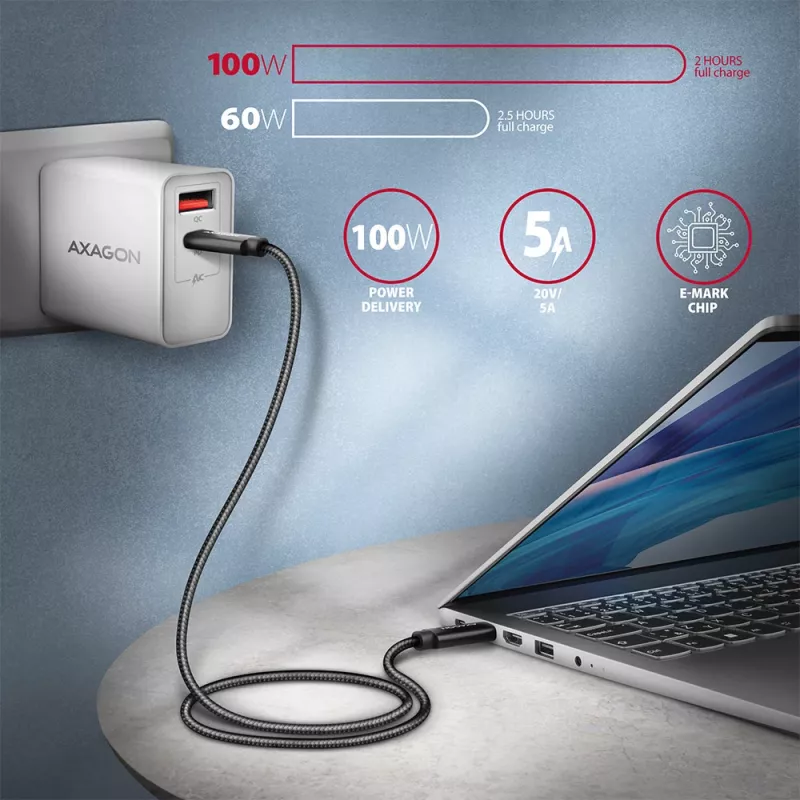 Axagon BUCM432-CM10AB USB-kaapeli USB4 Gen 3x2 1 m USB C musta