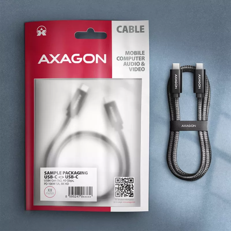Axagon BUCM432-CM10AB USB-kaapeli USB4 Gen 3x2 1 m USB C musta