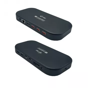 i-tec Thunderbolt 3/USB-C Dual-4K-telakointiasema + USB-C-DisplayPort-kaapeli (1,5 m) + virtalähde 60 W