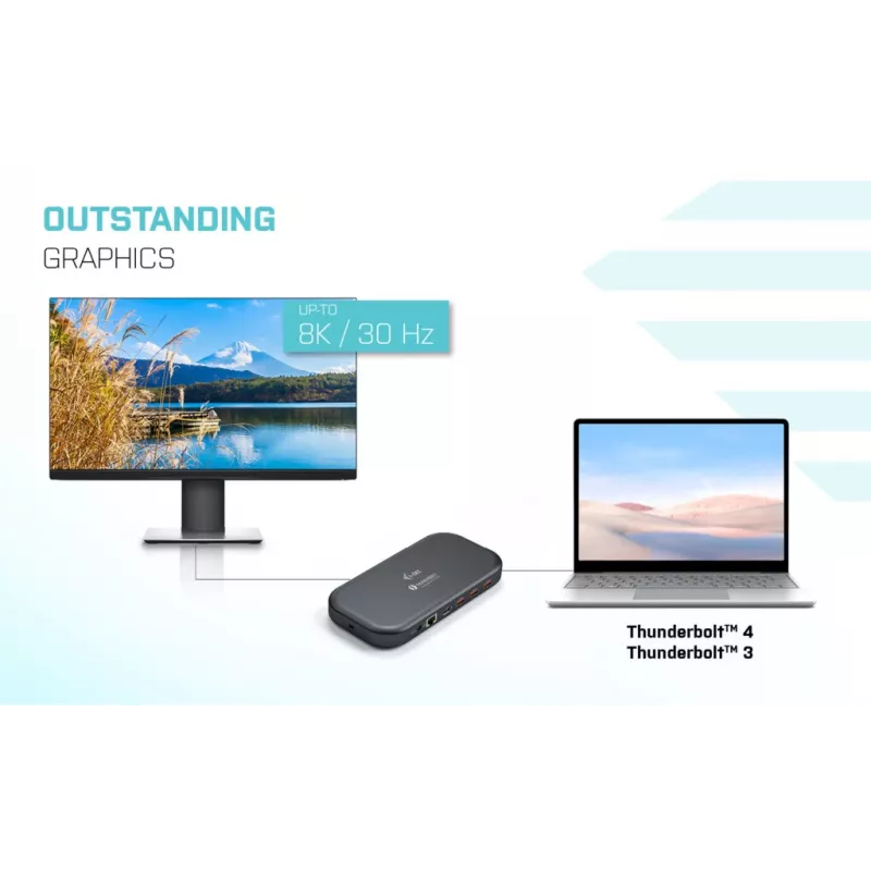 i-tec Thunderbolt 3/USB-C Dual-4K-telakointiasema + USB-C-DisplayPort-kaapeli (1,5 m) + virtalähde 60 W