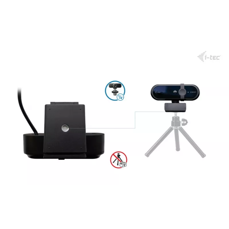 Webcam ITEC SOLOMON 100 1080p, 2 MP, Full HD 1920×1080, USB, klipsikiinnitys, musta