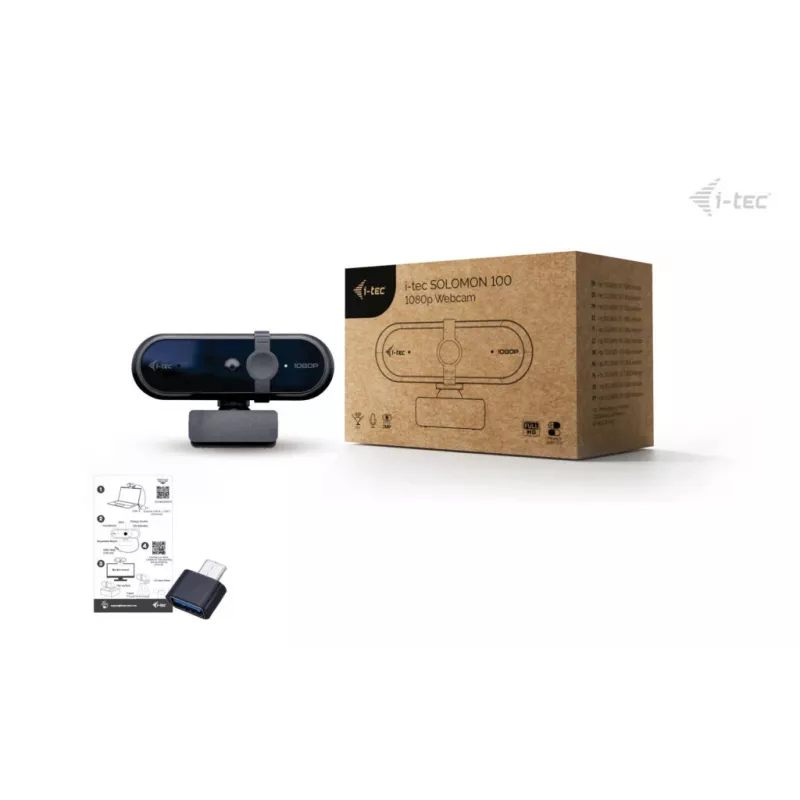 Webcam ITEC SOLOMON 100 1080p, 2 MP, Full HD 1920×1080, USB, klipsikiinnitys, musta