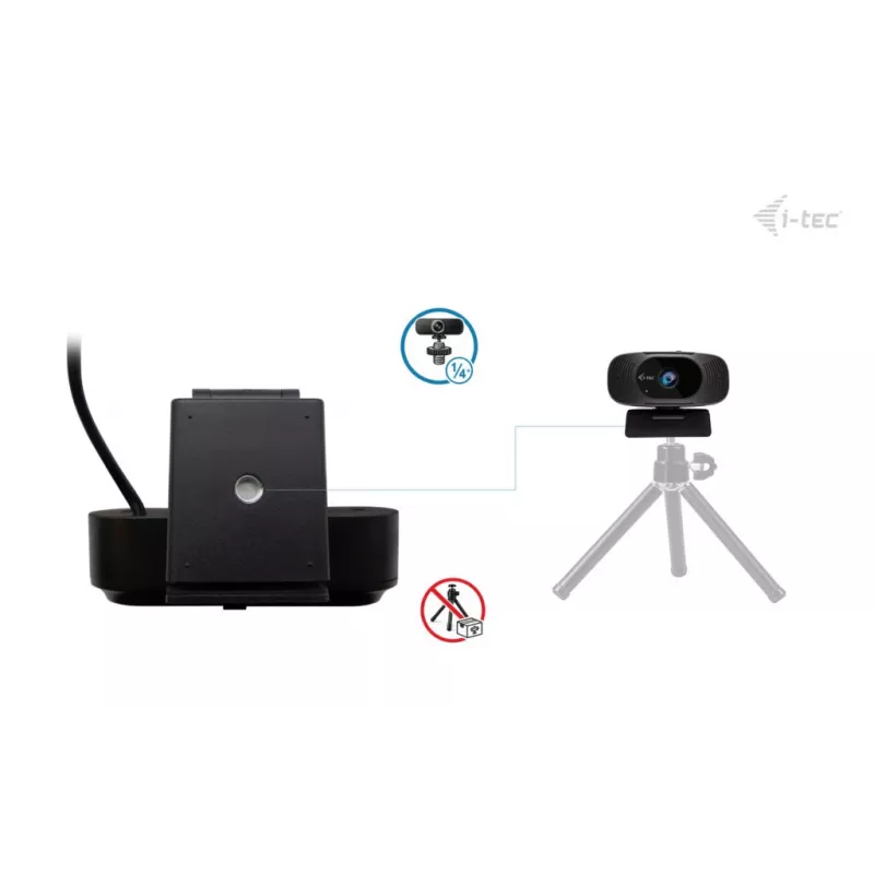 Webcam i-tec SOLOMON 300 4K, USB, 3840×2160, 8,29 MP, klipsikiinnitys, musta