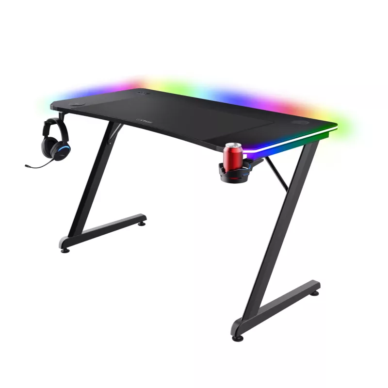 Pöytä Trust GXT 710 Luminus Pro musta suorakaide ABS/PC 1200x600x740mm
